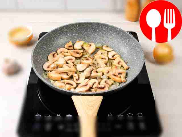 Add the mushrooms to the pan and fry for...