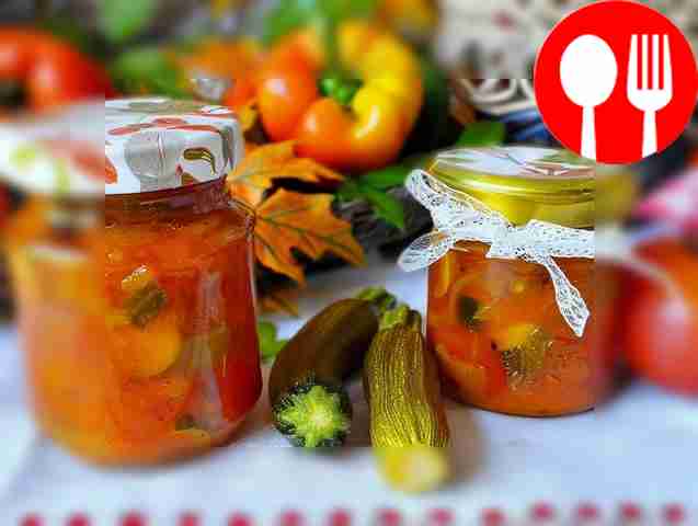 Консервированный салат из кабачков и болгарского перца