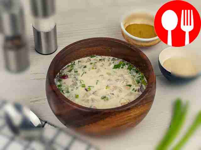 Окрошка на воде и майонезе с ветчиной