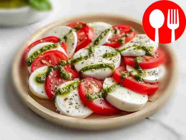 Салат капрезе с классическим соусом песто Caprese salad with classic pesto sauce