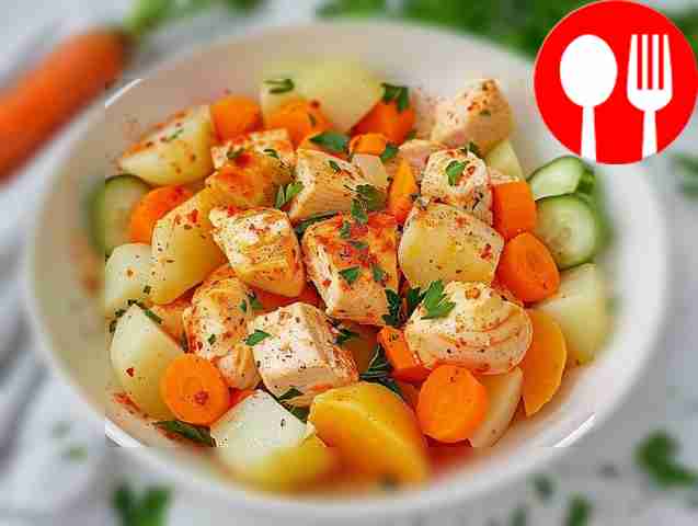 Тушеная куриная грудка с овощами