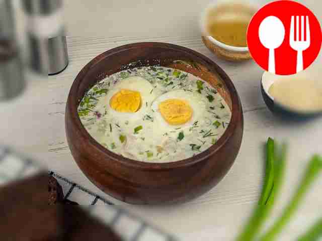 Окрошка на воде и майонезе с курицей