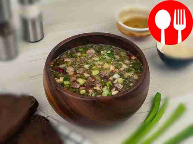 Окрошка на квасе с говядиной