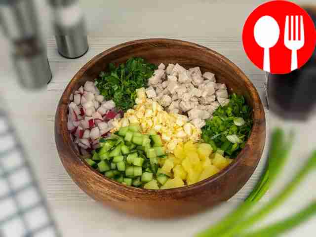 Place all the chopped products in a large...