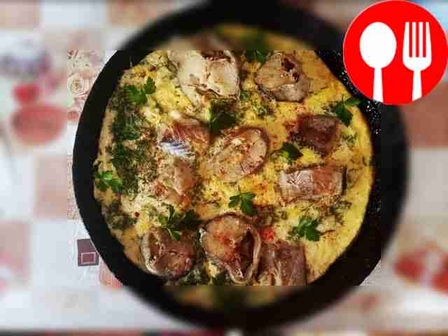 Pollock in a lush omelet