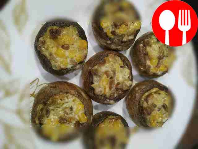 Фаршированные грибы с кукурузой Stuffed mushrooms with corn