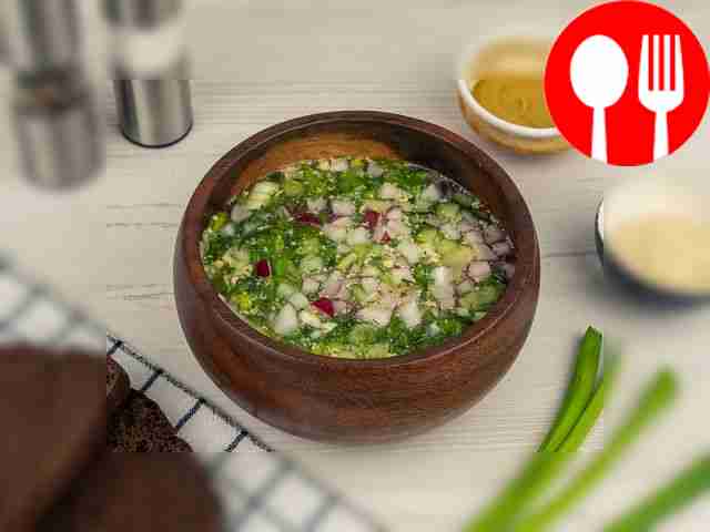 Окрошка на минеральной воде без мяса