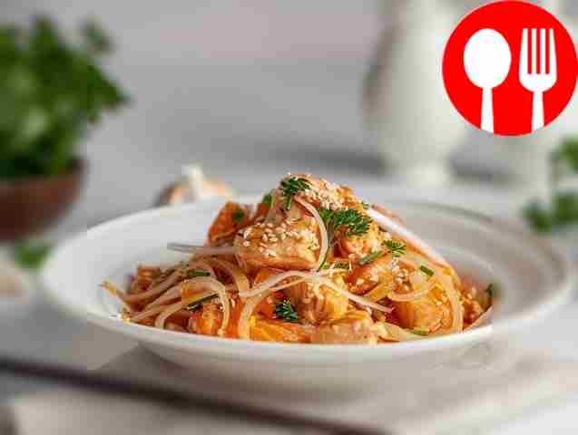 Appetizing appetizer of salmon with vinegar