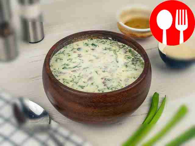 Окрошка на кефире с говядиной