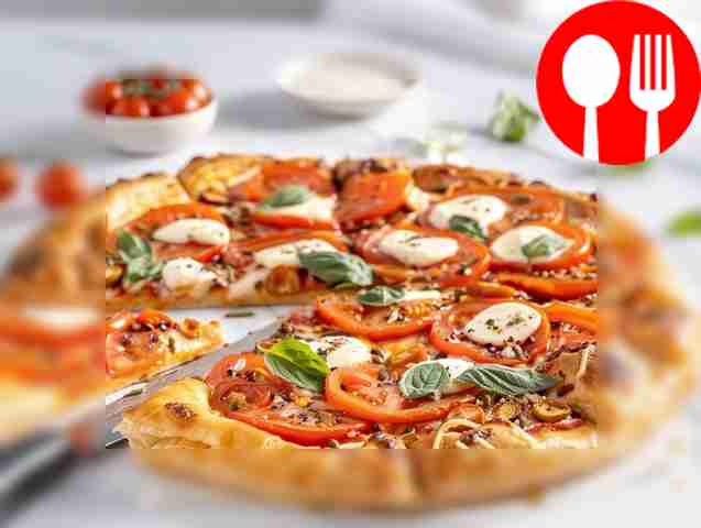 Pizza with tomatoes and mozzarella