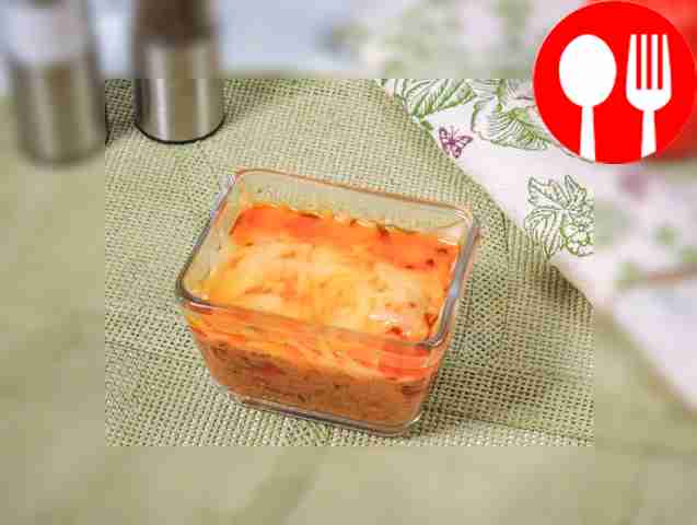 Julienne with shrimps and champignons