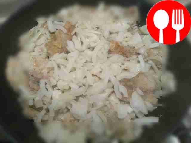 Add the chopped onion, cover and simmer until...