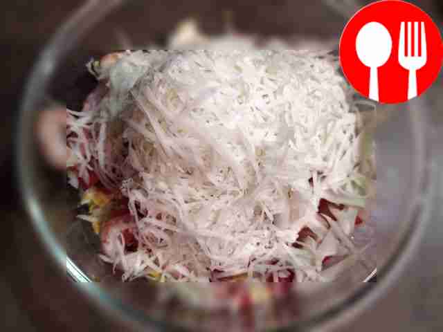 Grate the cheese on a medium grater. Mix...