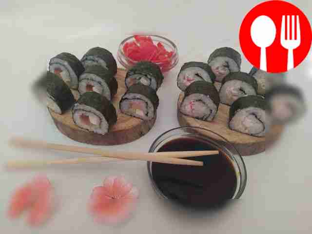 Rolls with crab sticks and shrimp