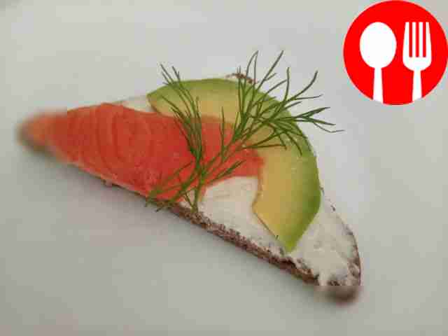 Appetizing sandwiches with smoked salmon