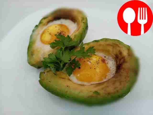 Scrambled eggs in avocado