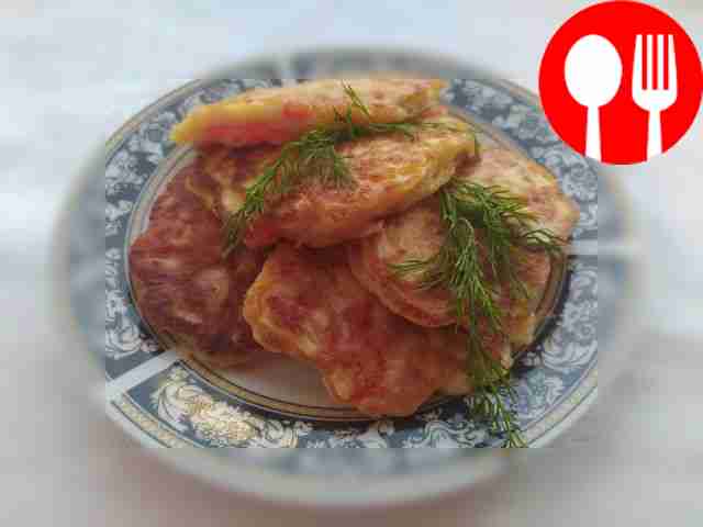 Оладьи с колбасой