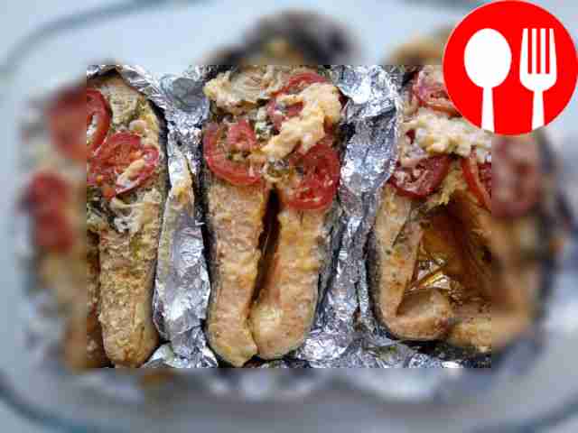 Place the salmon steak in a large plate and...