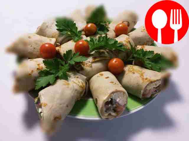 Домашние блины с семгой и сыром