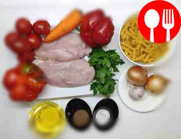 Макароны уложите в миску. Лук и чеснок...