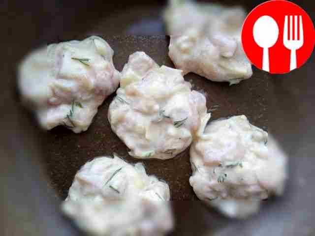 Cut the chicken fillet and bacon into small...