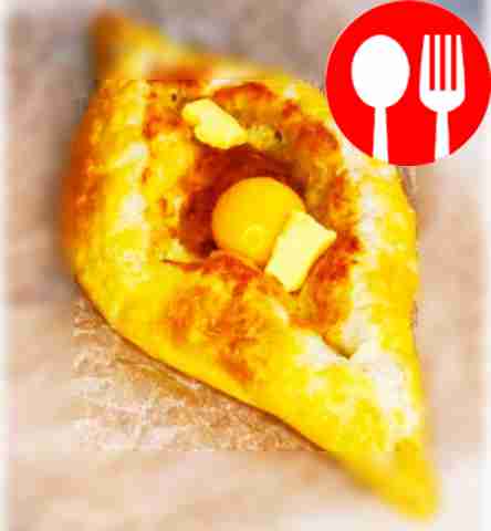 Adjarian khachapuri with soft cheese