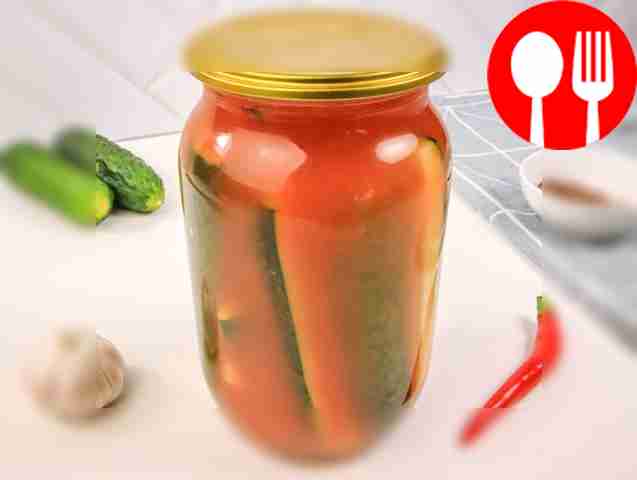 Cucumbers in tomato sauce for the winter