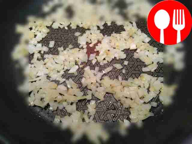 Cut the onion into cubes and fry in oil until...