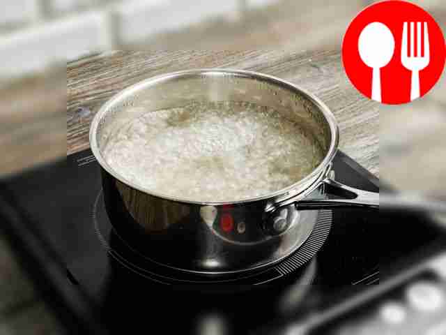 Now prepare the poached egg. Bring the water...