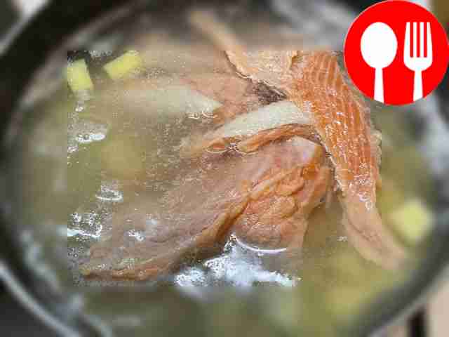 Next, add the chopped red fish to the pan....