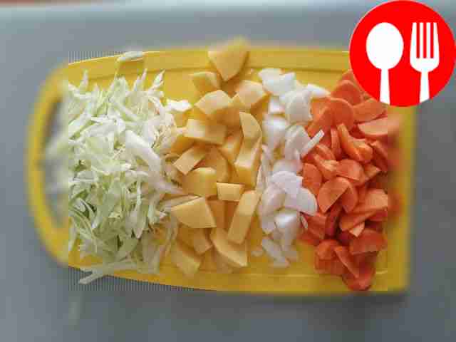 Make broth from chicken thighs. Chop potatoes,...