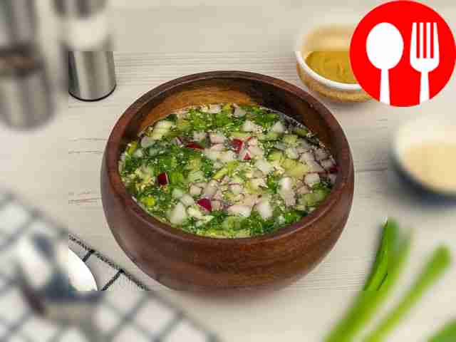 Окрошка на уксусе и воде без мяса Okroshka with vinegar and water without meat