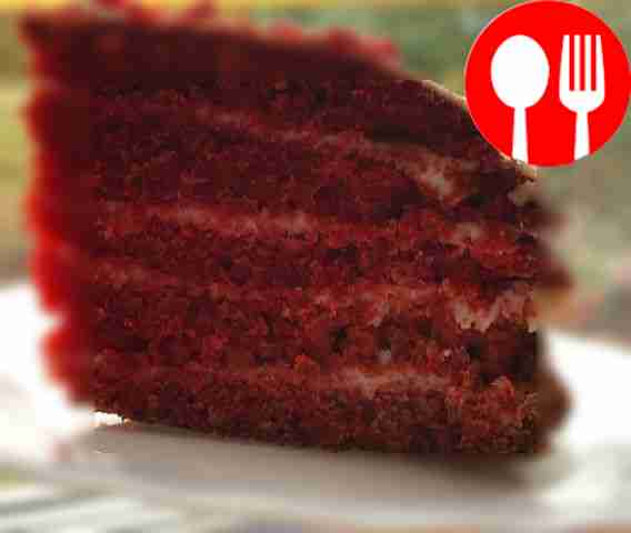 Bright red velvet cake