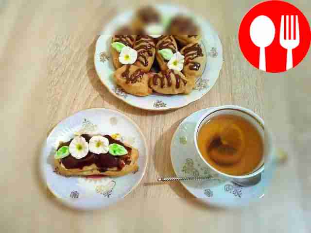 Delicate custard cakes with creamy fruit cream