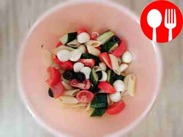 Cut the cucumber into large cubes and the...