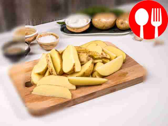 Cut the potatoes into wedges. There is no need...