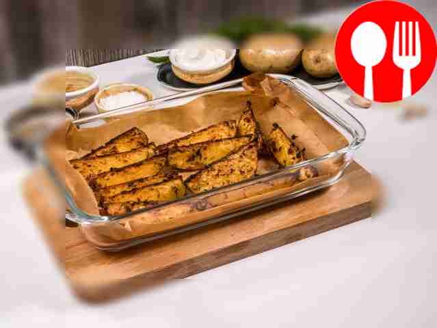 When done, remove the potatoes from the oven....