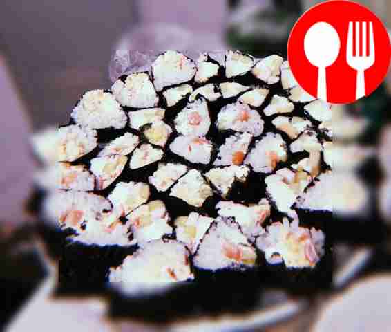 Rolls with cucumber and salmon