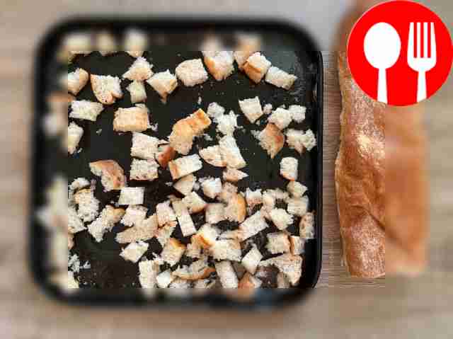 Cut the baguette into squares, place them on a...