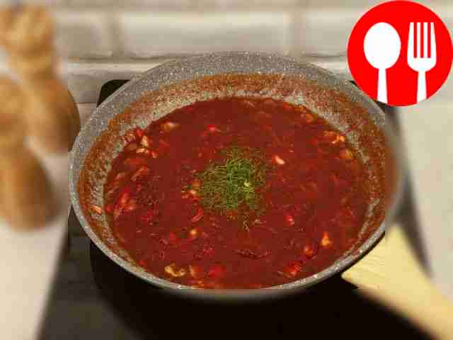 Before pouring the contents of the frying pan...