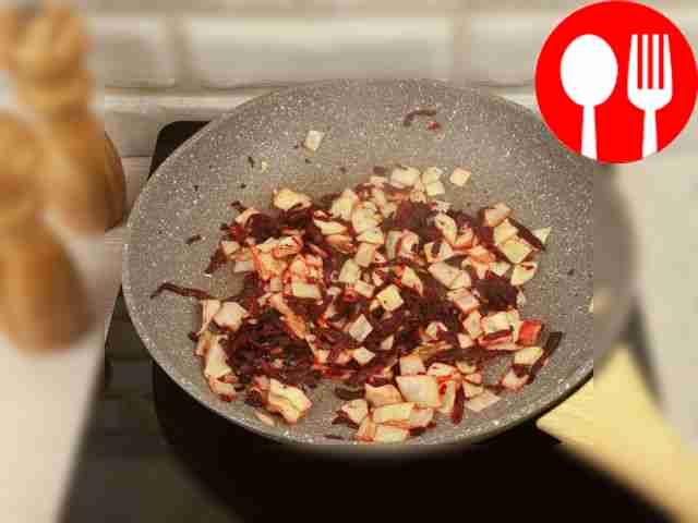 In a frying pan, fry the grated beets and...