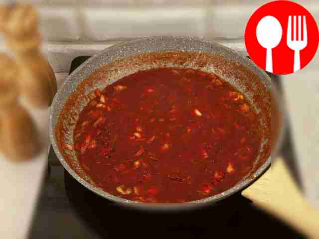 Pour boiled water (0.5 cup) into the frying...