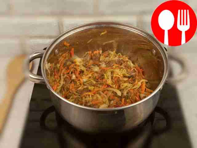 After 15 minutes, when the cabbage has...