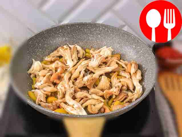 Add oyster mushrooms to the pan and fry for...