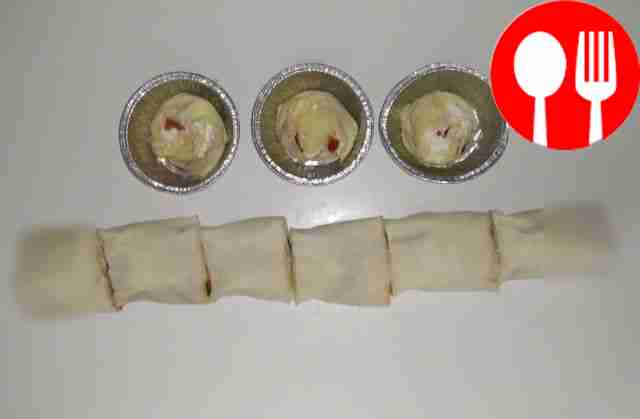 Roll the dough with filling into a roll and...