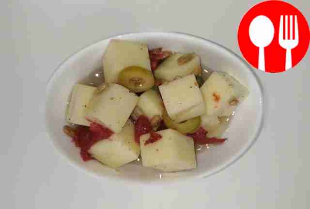 Fragrant marinated cheese in olive oil