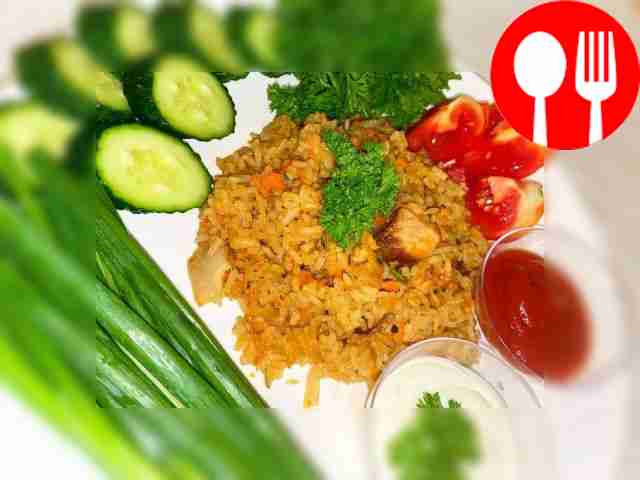 Juicy pork stew with rice