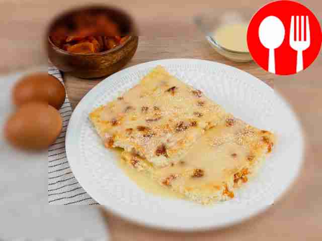 Curd casserole with dried apricots