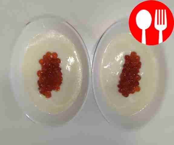 Hot appetizer with king prawns