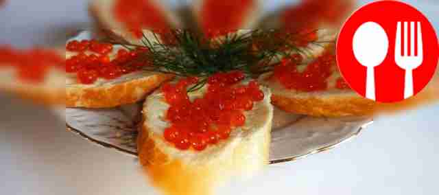 New Year's sandwiches with red caviar